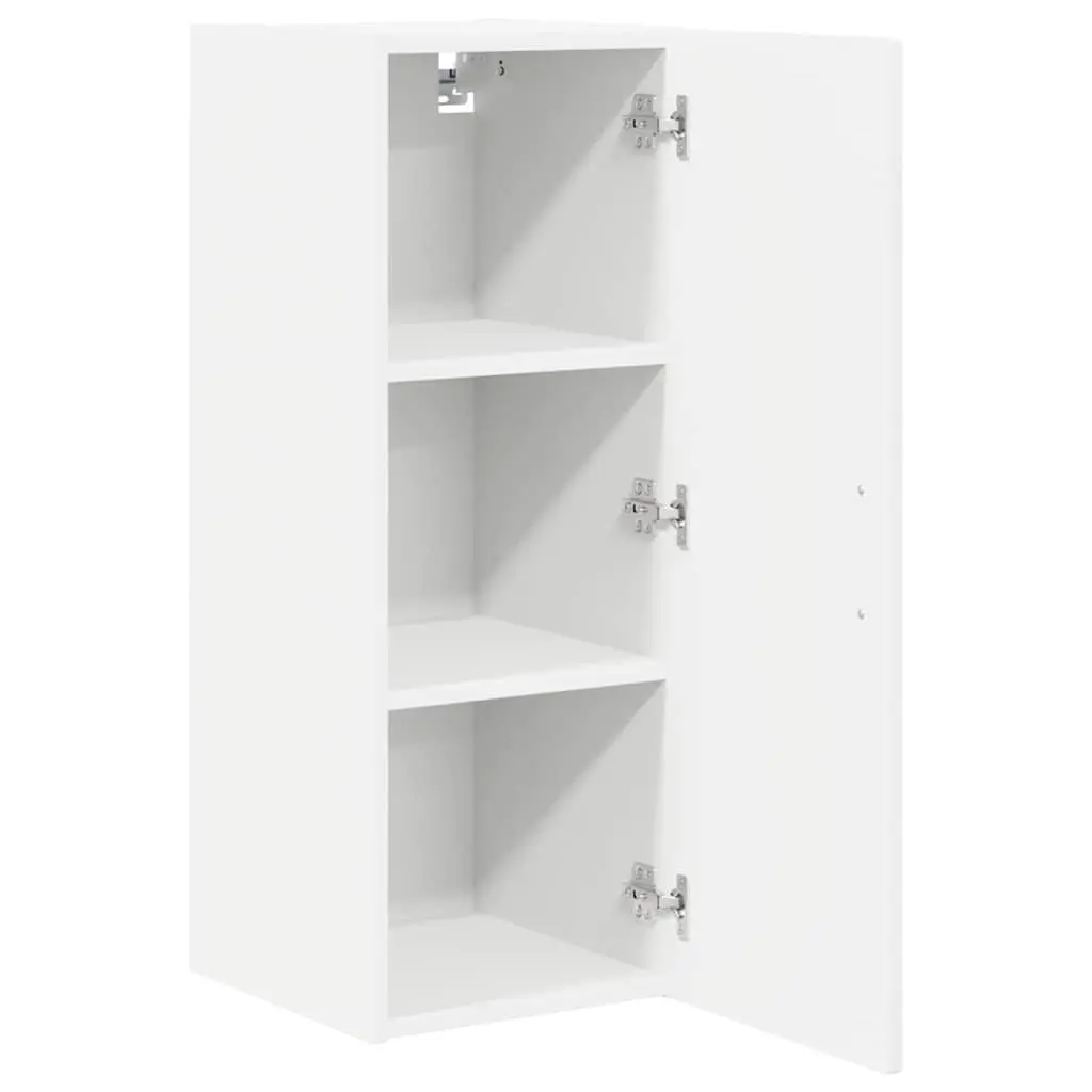 Wall Cabinet Engineered Wood White Mounted Shelves 30x31x80cm Modern Kitchen Storage Unit