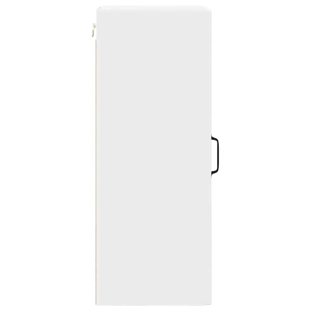 Wall Cabinet Engineered Wood White Mounted Shelves 30x31x80cm Modern Kitchen Storage Unit