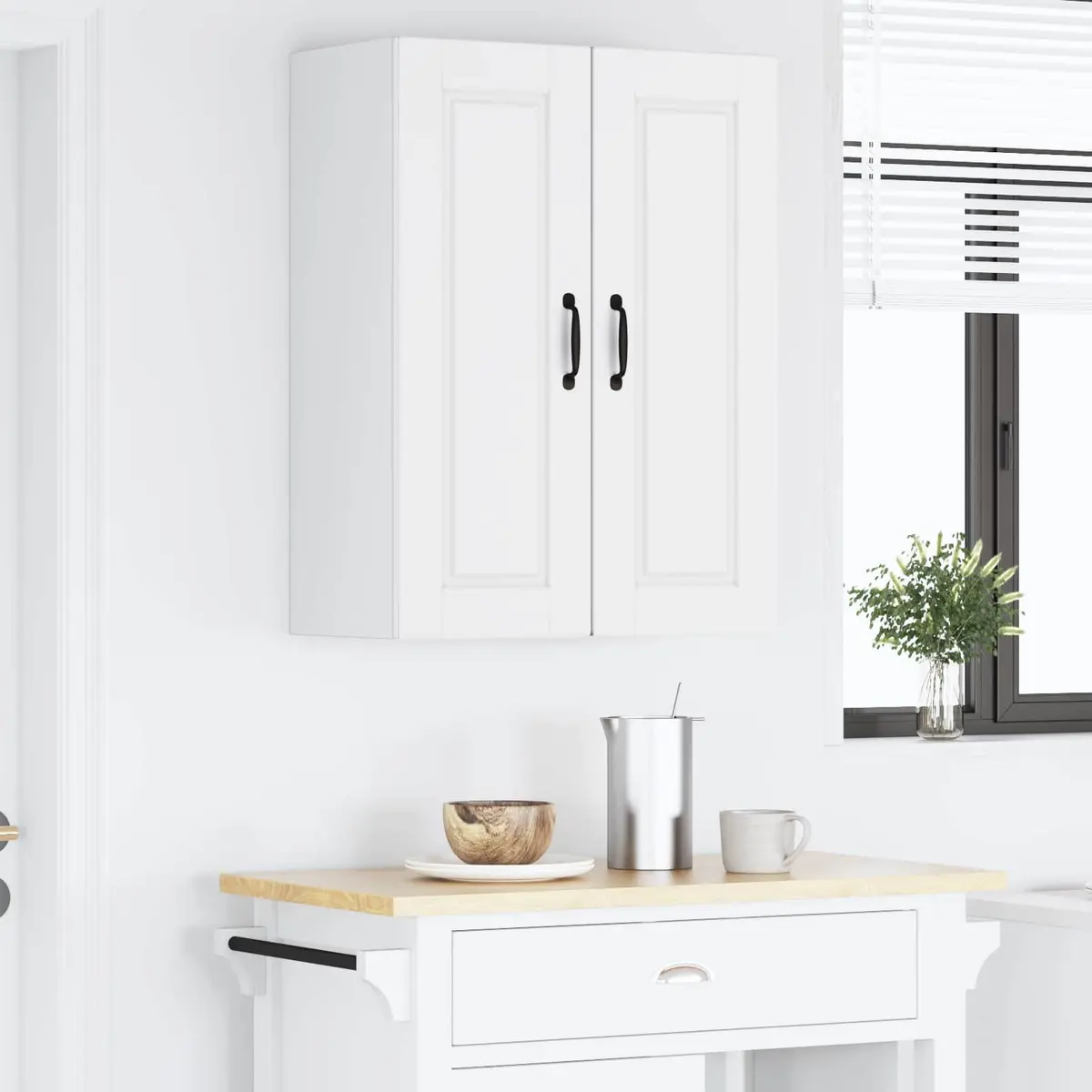 Wall-mounted Kitchen Storage Cabinet Set 2 Pieces Engineered Wood White 30x31x80cm