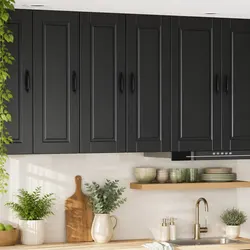 Functional Black Wall Cabinet for Kitchen Use