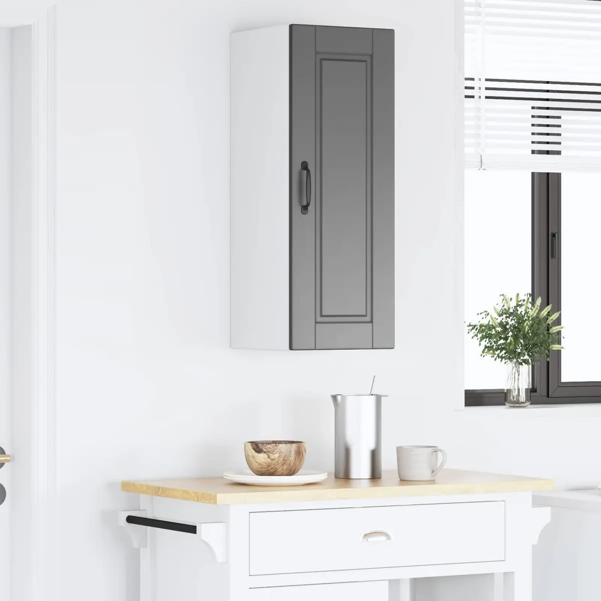 Kitchen Cabinet Engineered Wood Black 30x31x80cm Wall Mounted Storage with Shelves