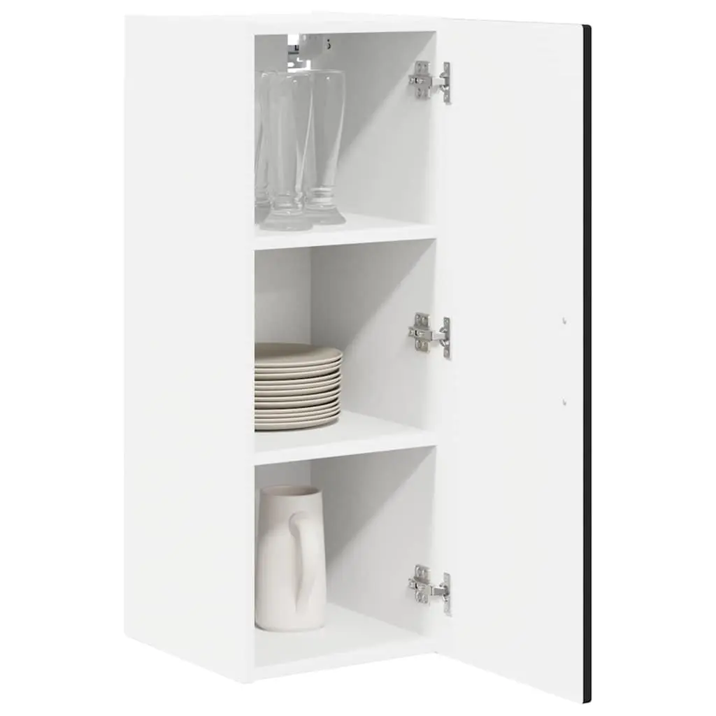 Wall Cabinet Kitchen Storage 2 pcs Black Engineered Wood Shelves Compartments