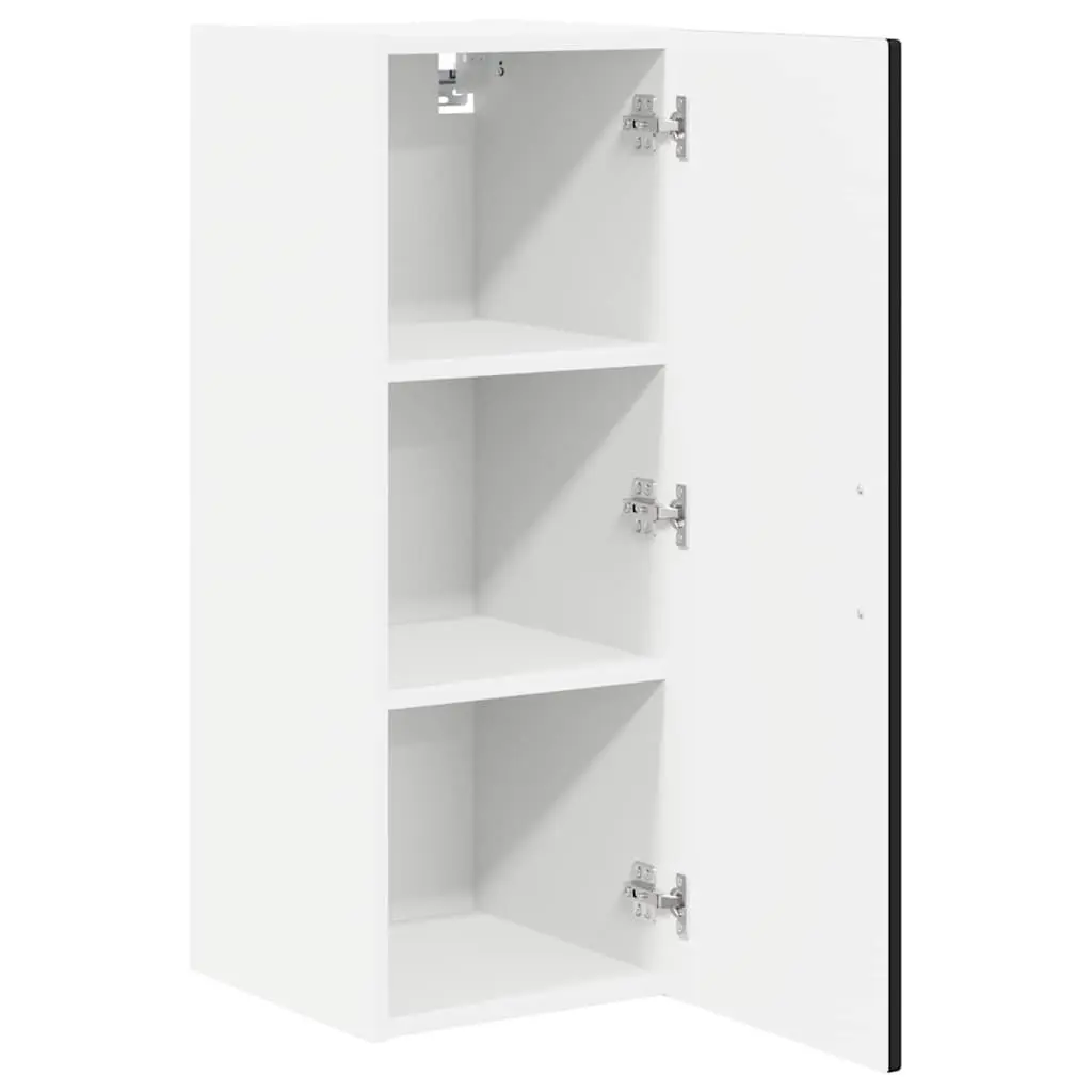 Wall Cabinet Kitchen Storage 2 pcs Black Engineered Wood Shelves Compartments