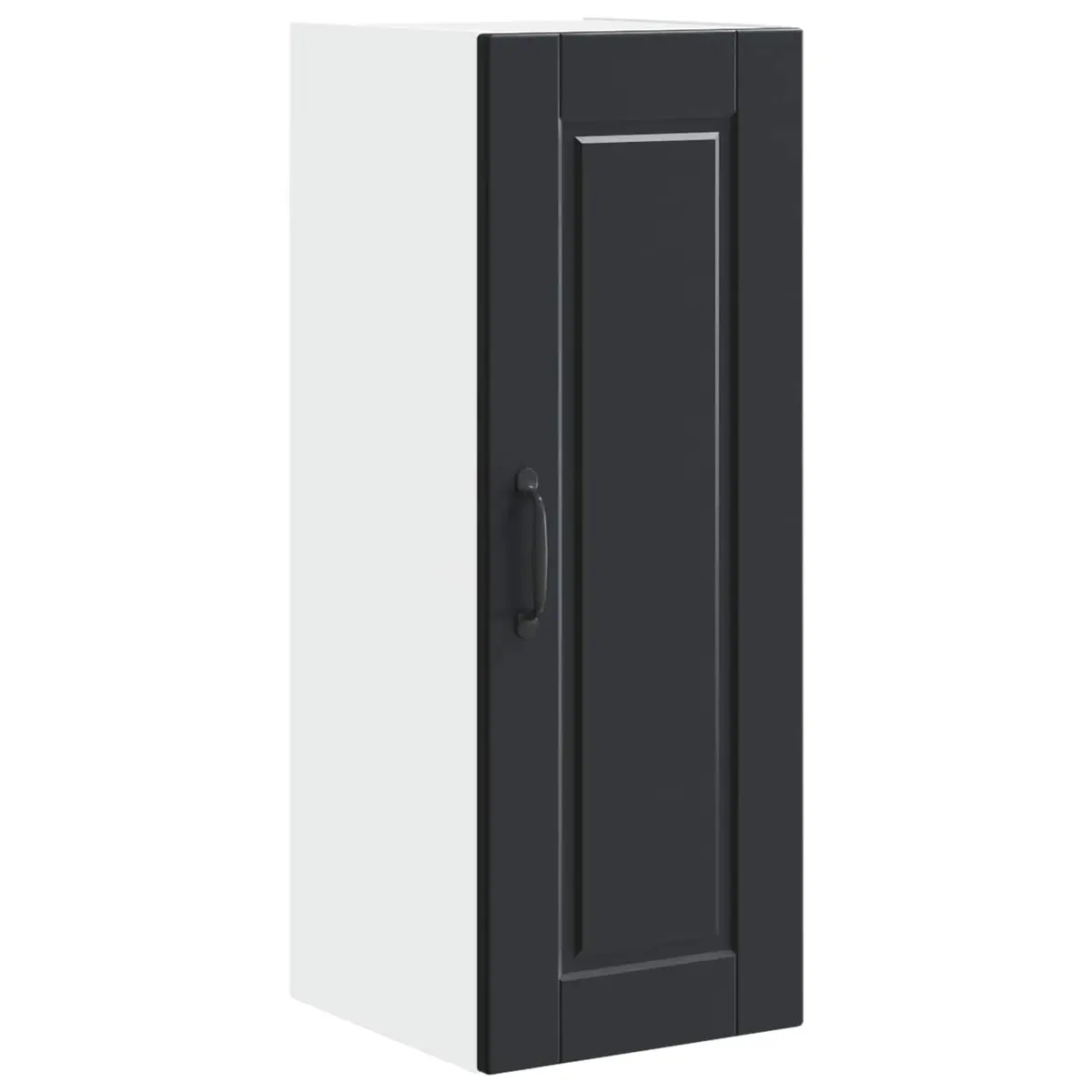 Wall Cabinet Kitchen Storage 2 pcs Black Engineered Wood Shelves Compartments