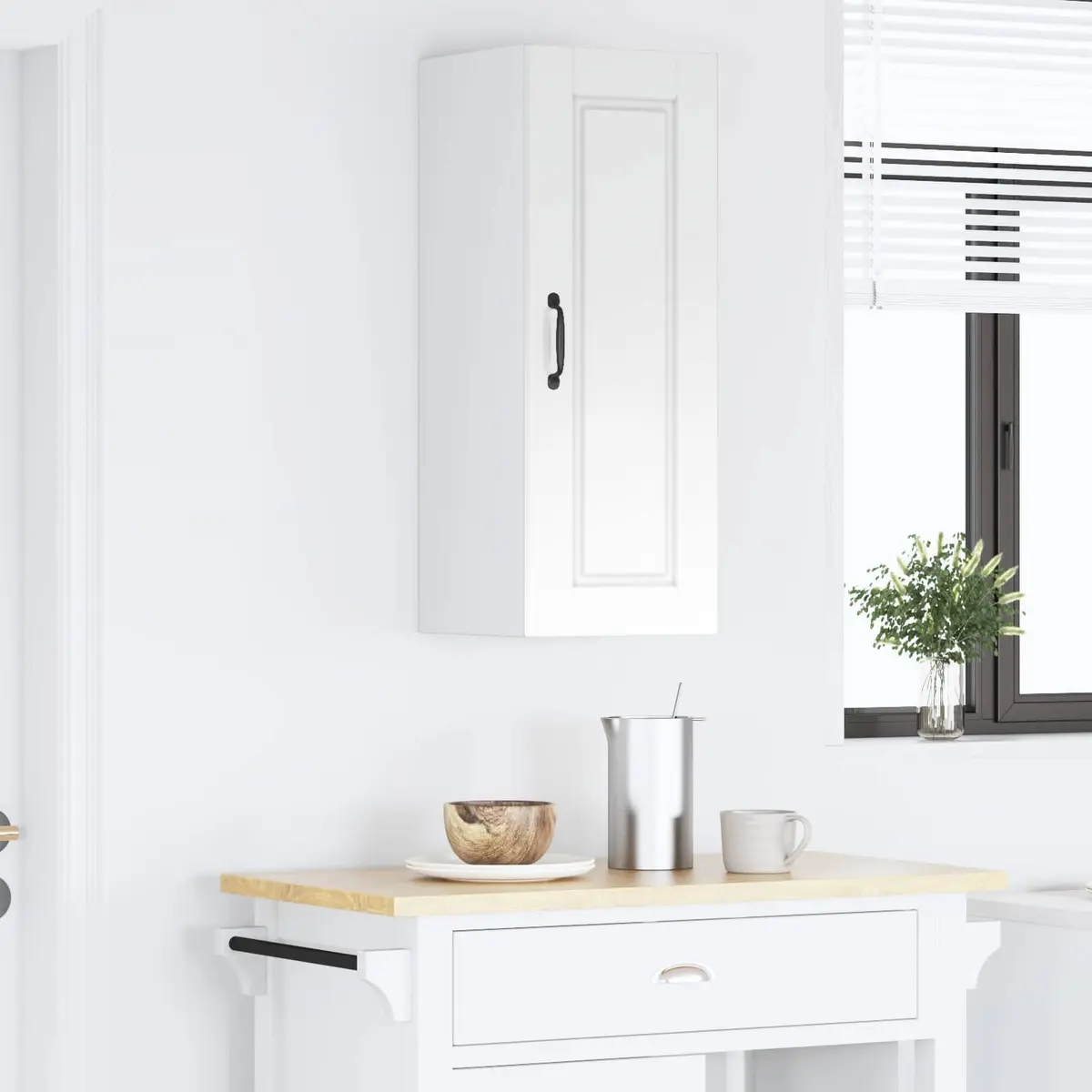 Wall Cabinet High Gloss White Kitchen Storage Shelves Engineered Wood 30x31x80cm