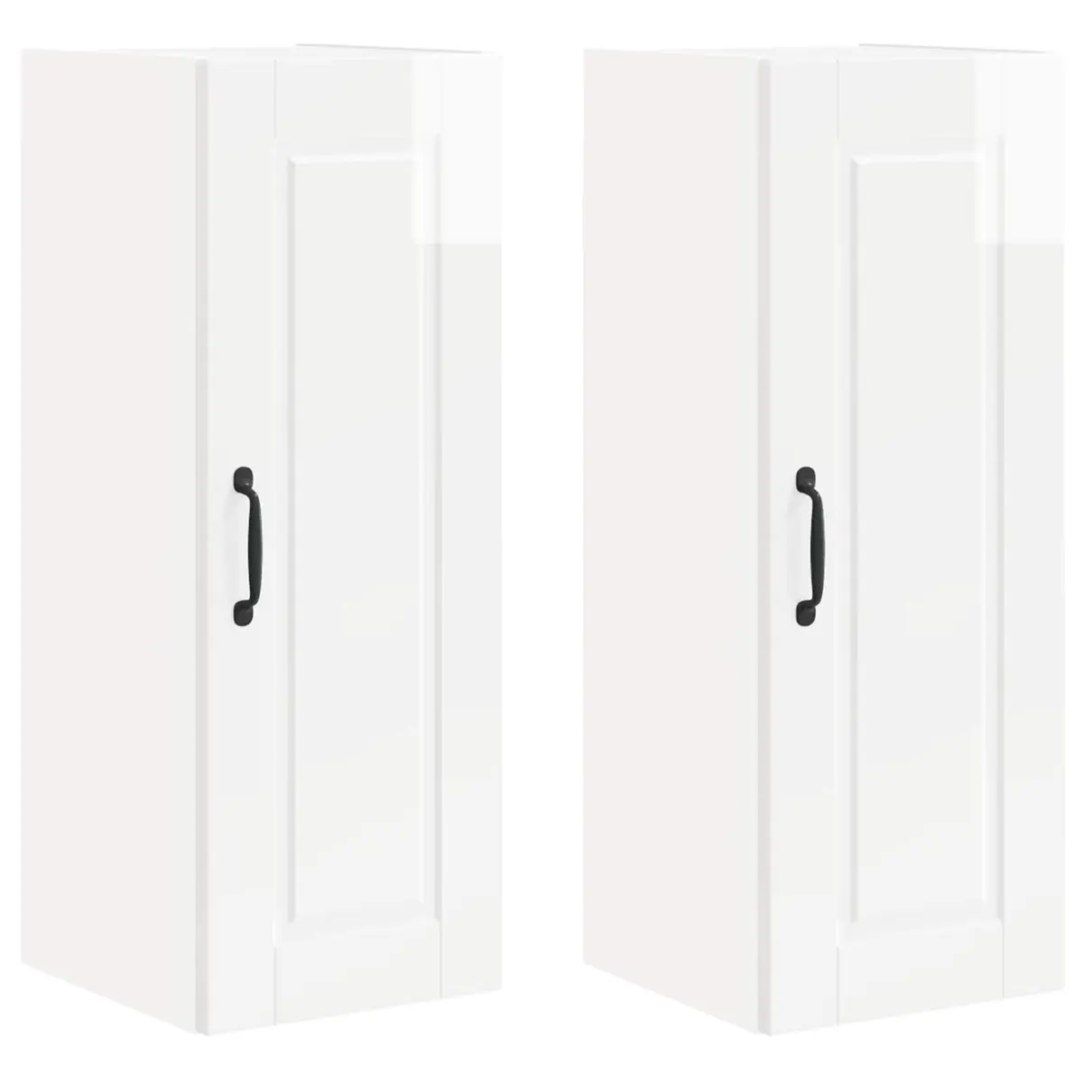 Wall Cabinet Engineered Wood 30x31x80cm High Gloss White 2 Piece Modern Storage