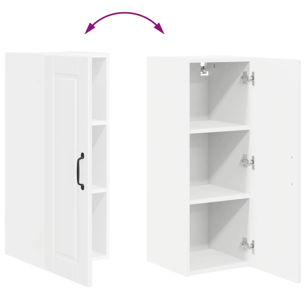 Wall Cabinet Engineered Wood 30x31x80cm High Gloss White 2 Piece Modern Storage