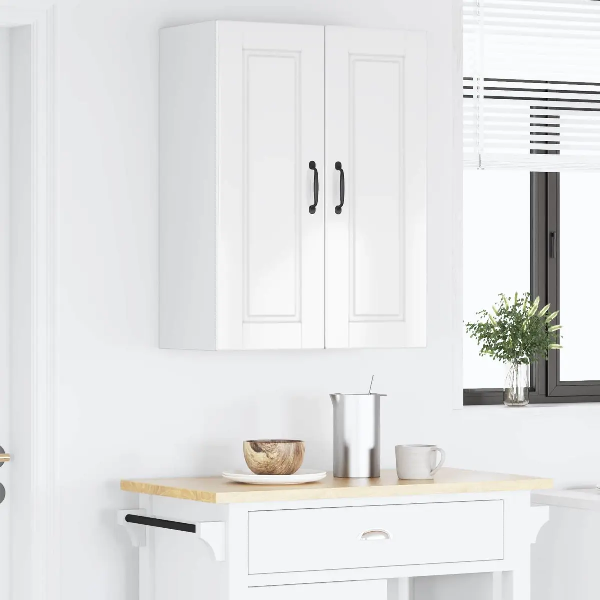 Wall Cabinet Engineered Wood 30x31x80cm High Gloss White 2 Piece Modern Storage