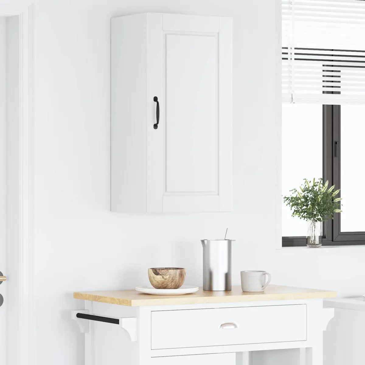Wall Cabinet Kitchen Storage White 40x31x80cm Engineered Wood Shelves Unit