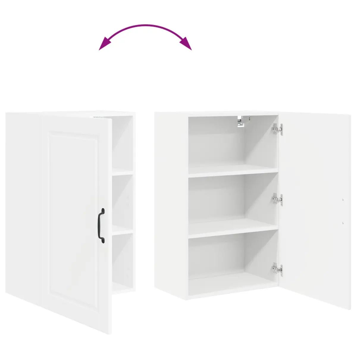 Wall-Mounted Kitchen Cabinet Engineered Wood White 50x31x80cm Storage with Compartments and Shelves