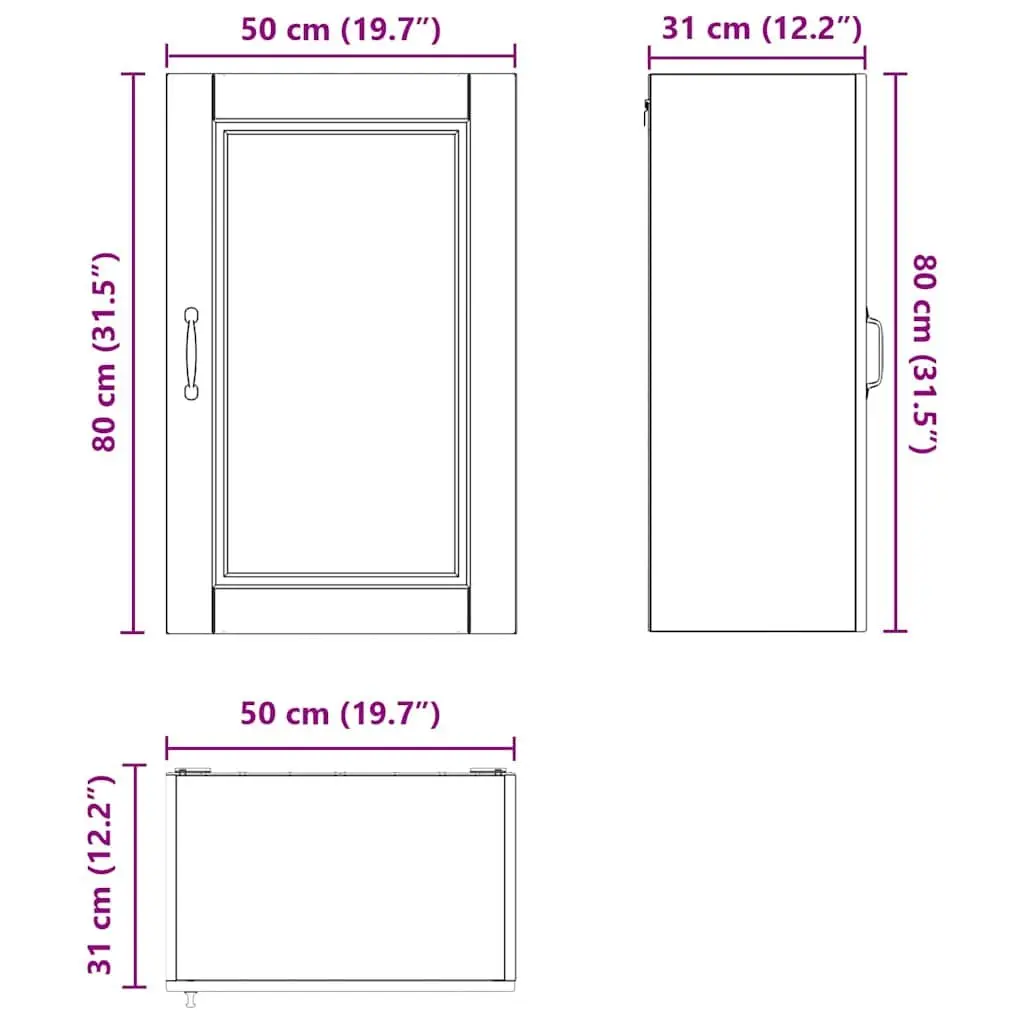 Wall-Mounted Kitchen Cabinet Engineered Wood White 50x31x80cm Storage with Compartments and Shelves