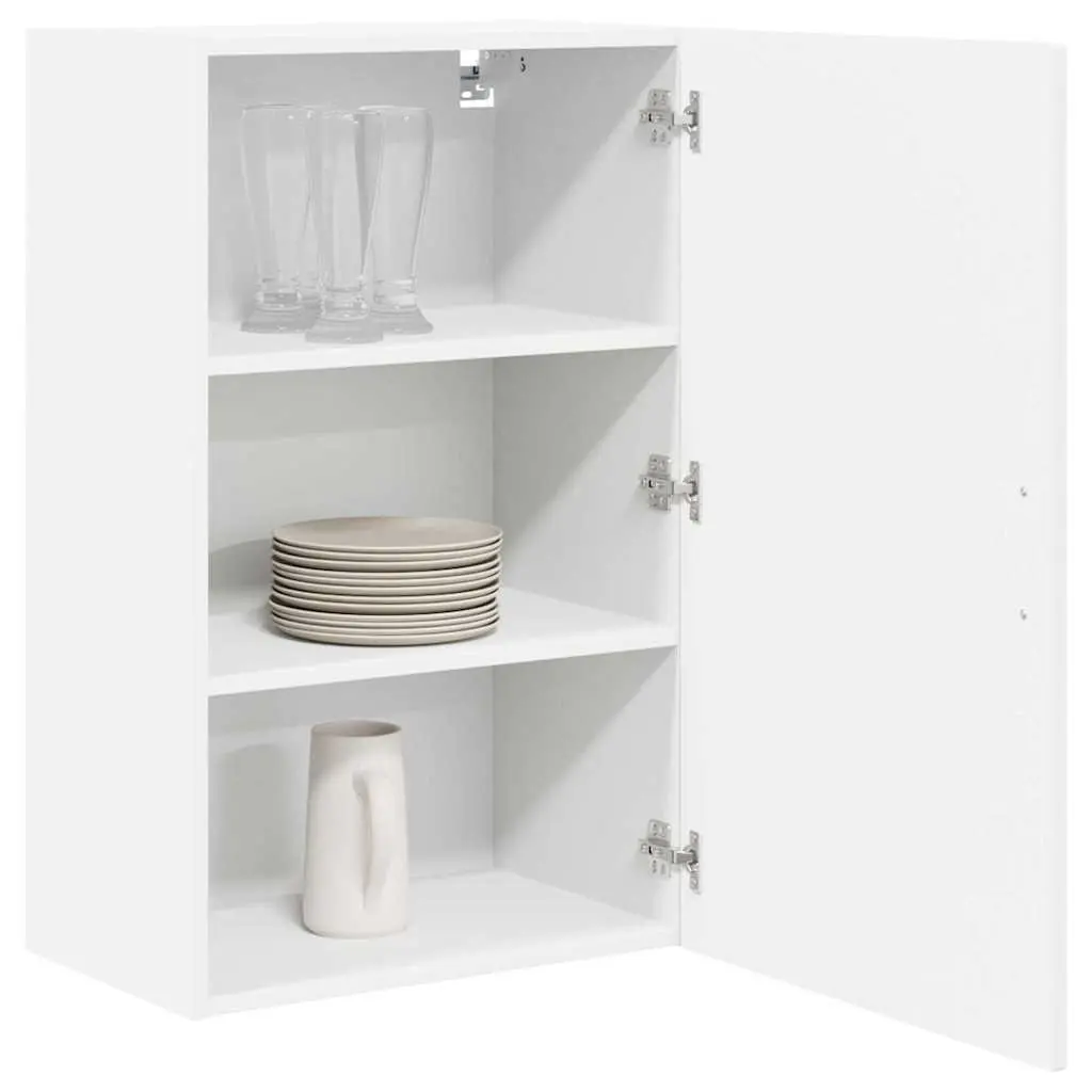 Wall-Mounted Kitchen Cabinet Engineered Wood White 50x31x80cm Storage with Compartments and Shelves