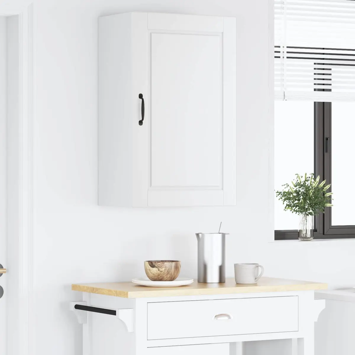 Wall-Mounted Kitchen Cabinet Engineered Wood White 50x31x80cm Storage with Compartments and Shelves