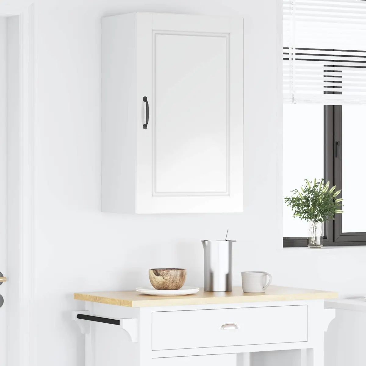 Wall Mounted Cabinet High Gloss White Engineered Wood 50 x 31 x 80 cm Kitchen Storage with Multiple Shelves and Compartments