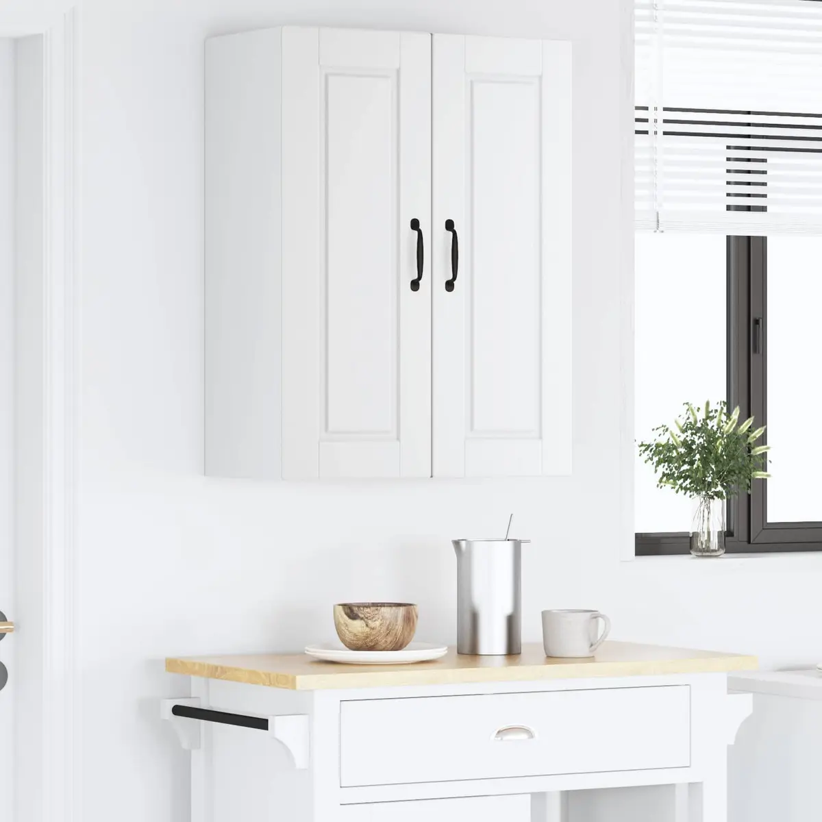 Wall Cabinet PORTO White Kitchen Storage 60 x 31 x 80 cm Engineered Wood Shelves
