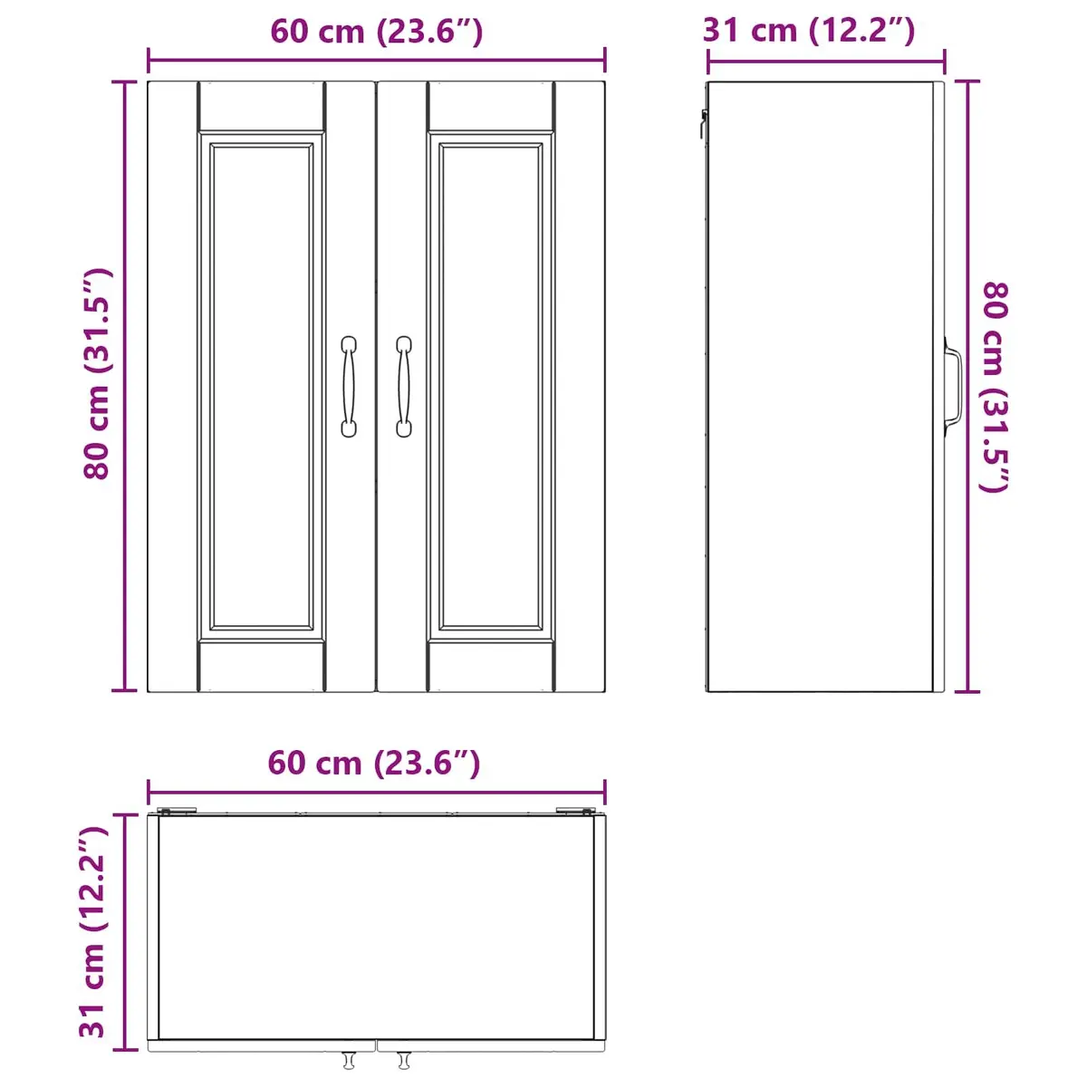 Wall-Mounted Cabinet for Kitchen Spaces 60x31x80cm