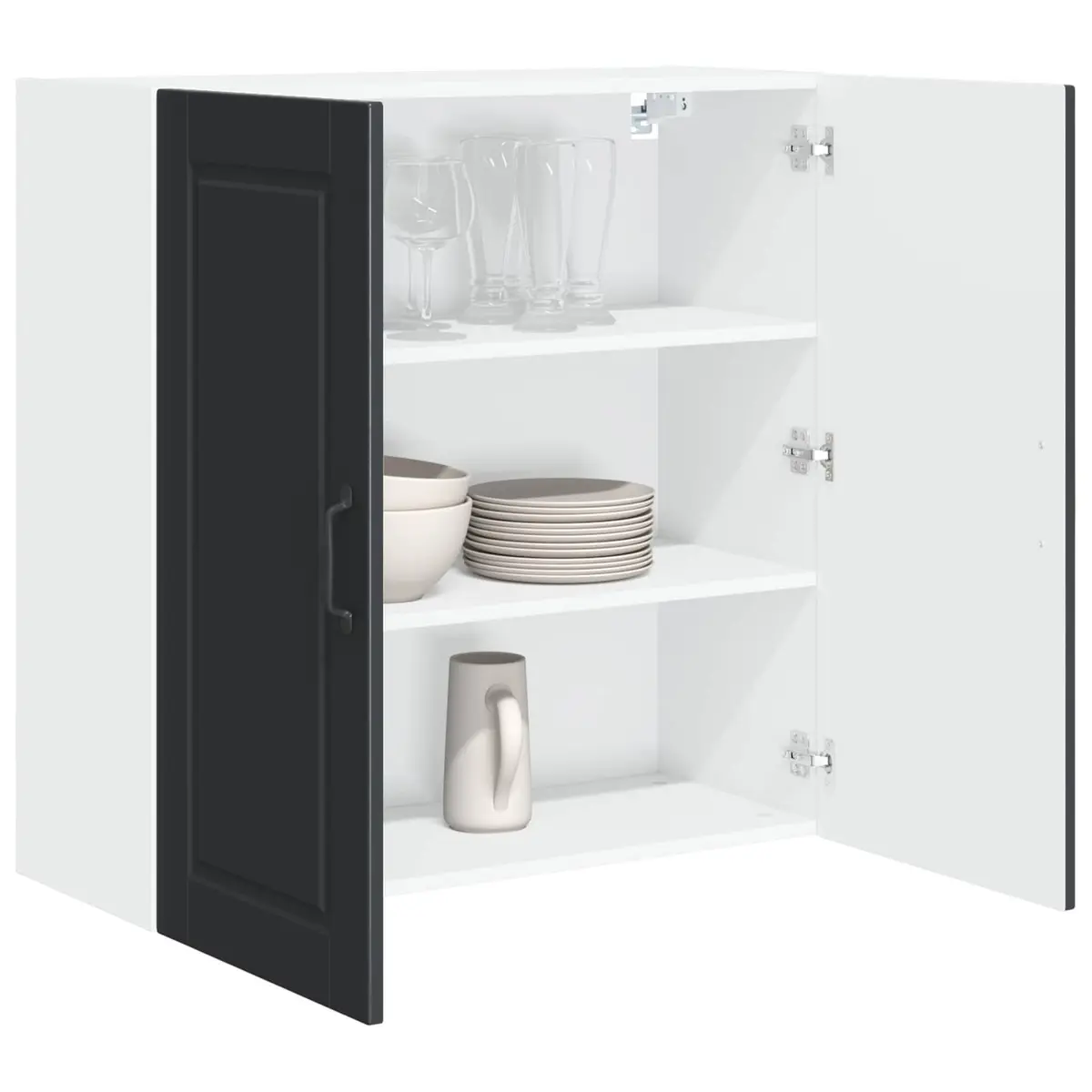 Wall Cabinet PORTO Black Kitchen Storage Engineered Wood 80x31x80cm