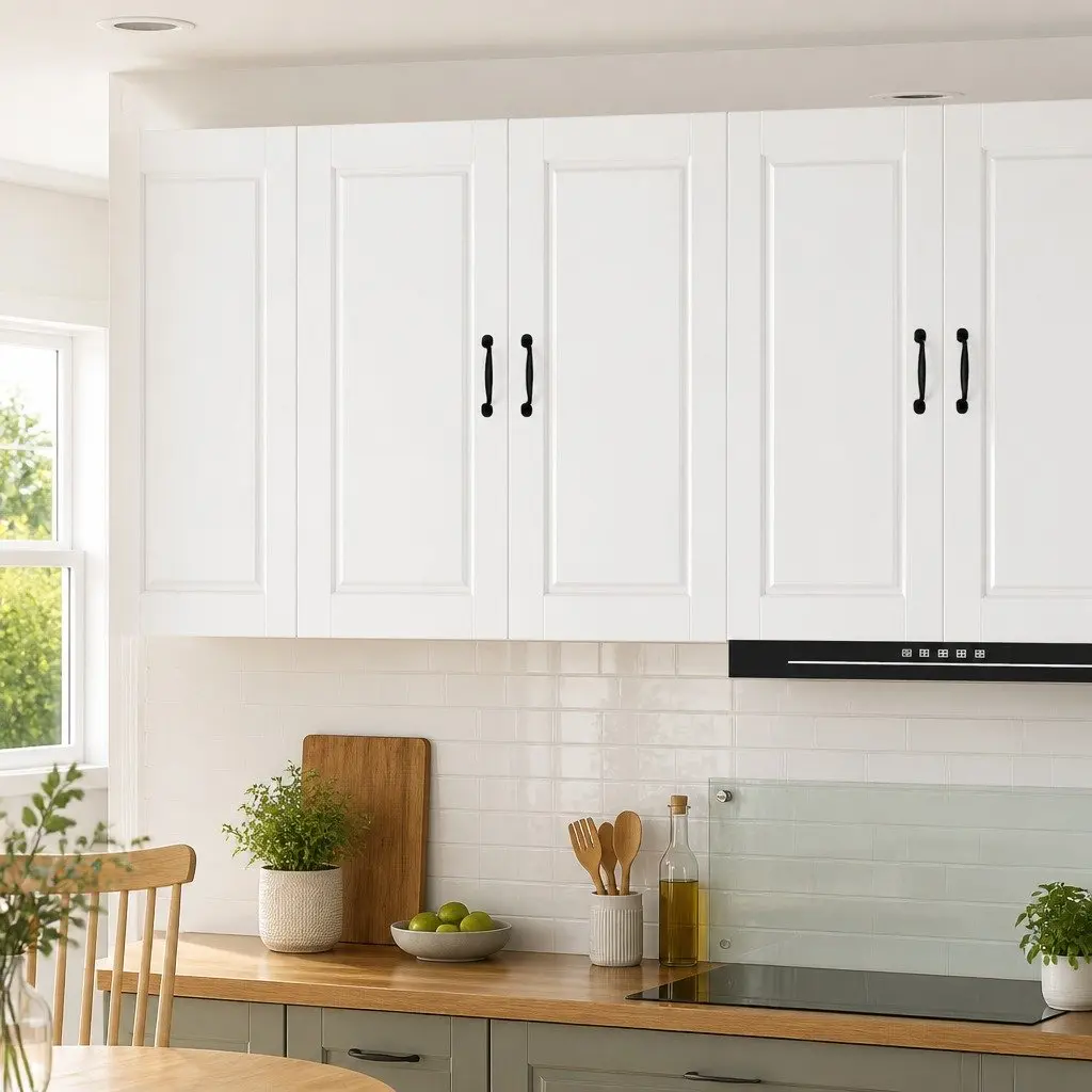 Wall-mounted cabinet modern engineered wood storage 80x31x80cm high gloss white for kitchen use