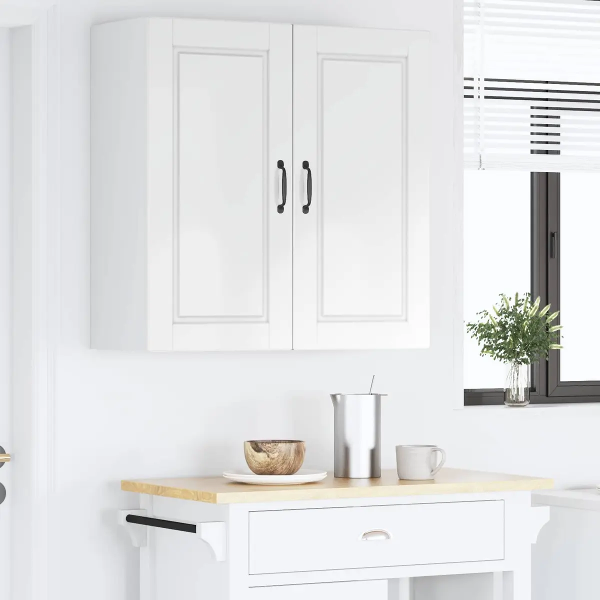 Wall-mounted cabinet modern engineered wood storage 80x31x80cm high gloss white for kitchen use