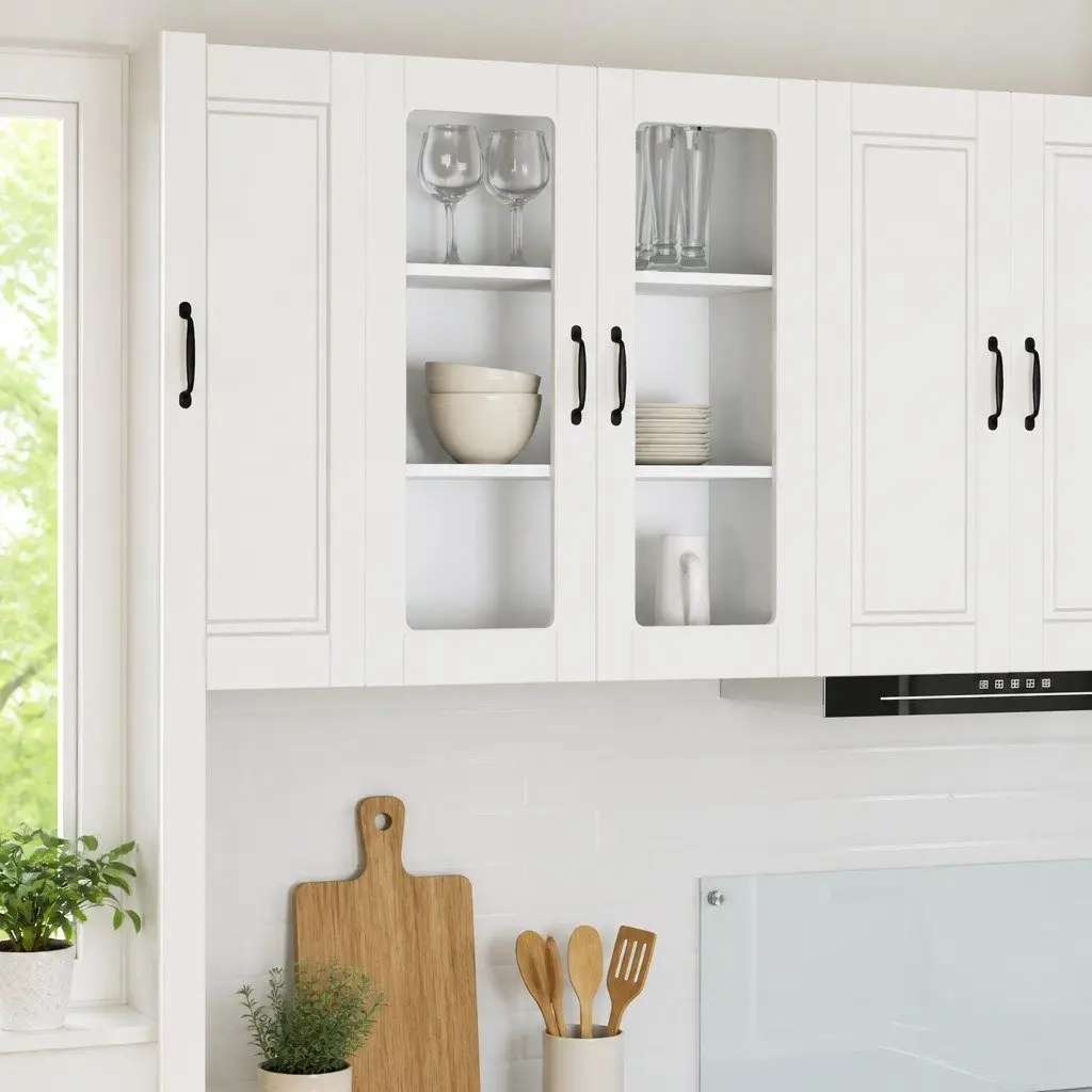 Wall Glass Cabinet Engineered Wood 80x31x80cm White
