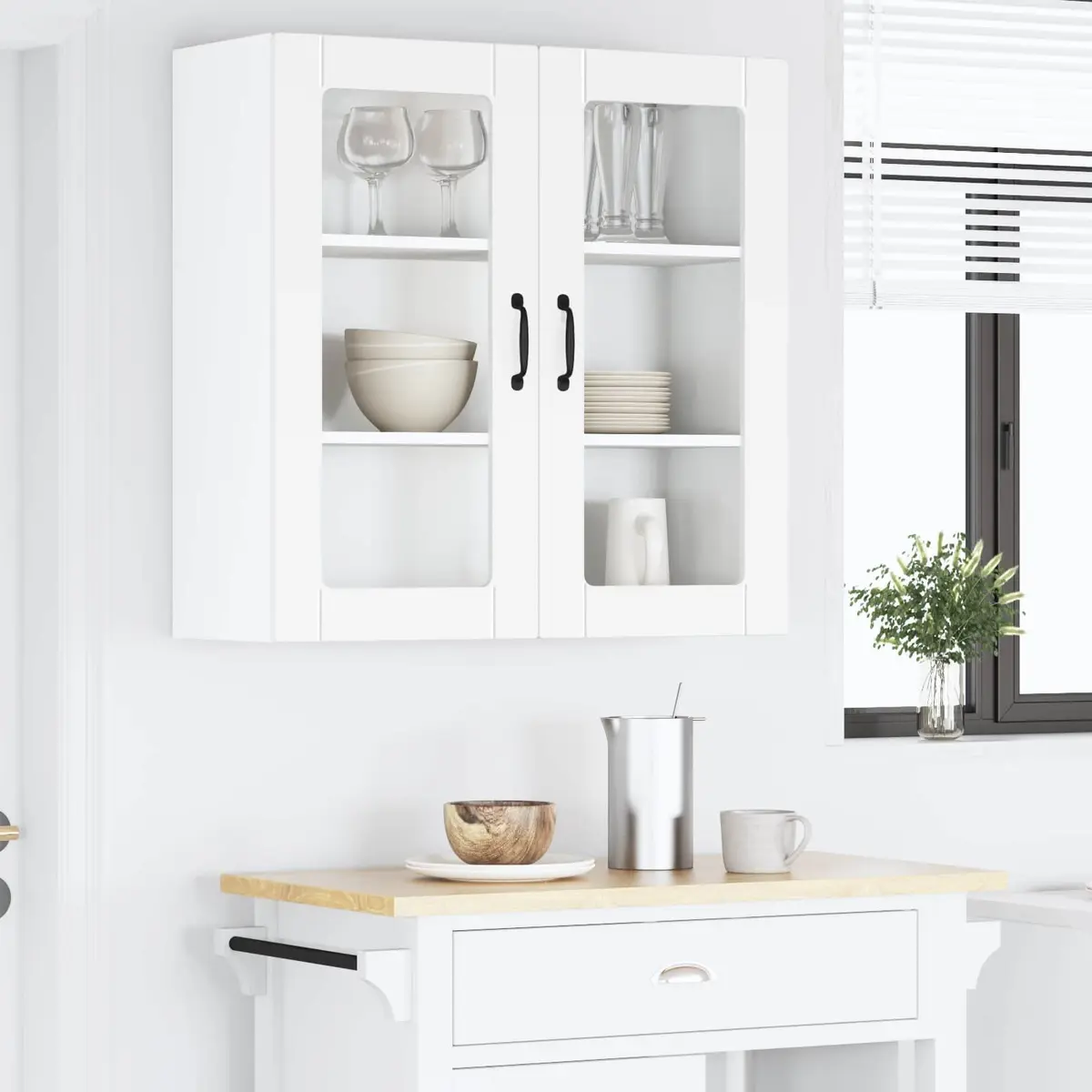 Wall Glass Cabinet Engineered Wood 80x31x80cm White