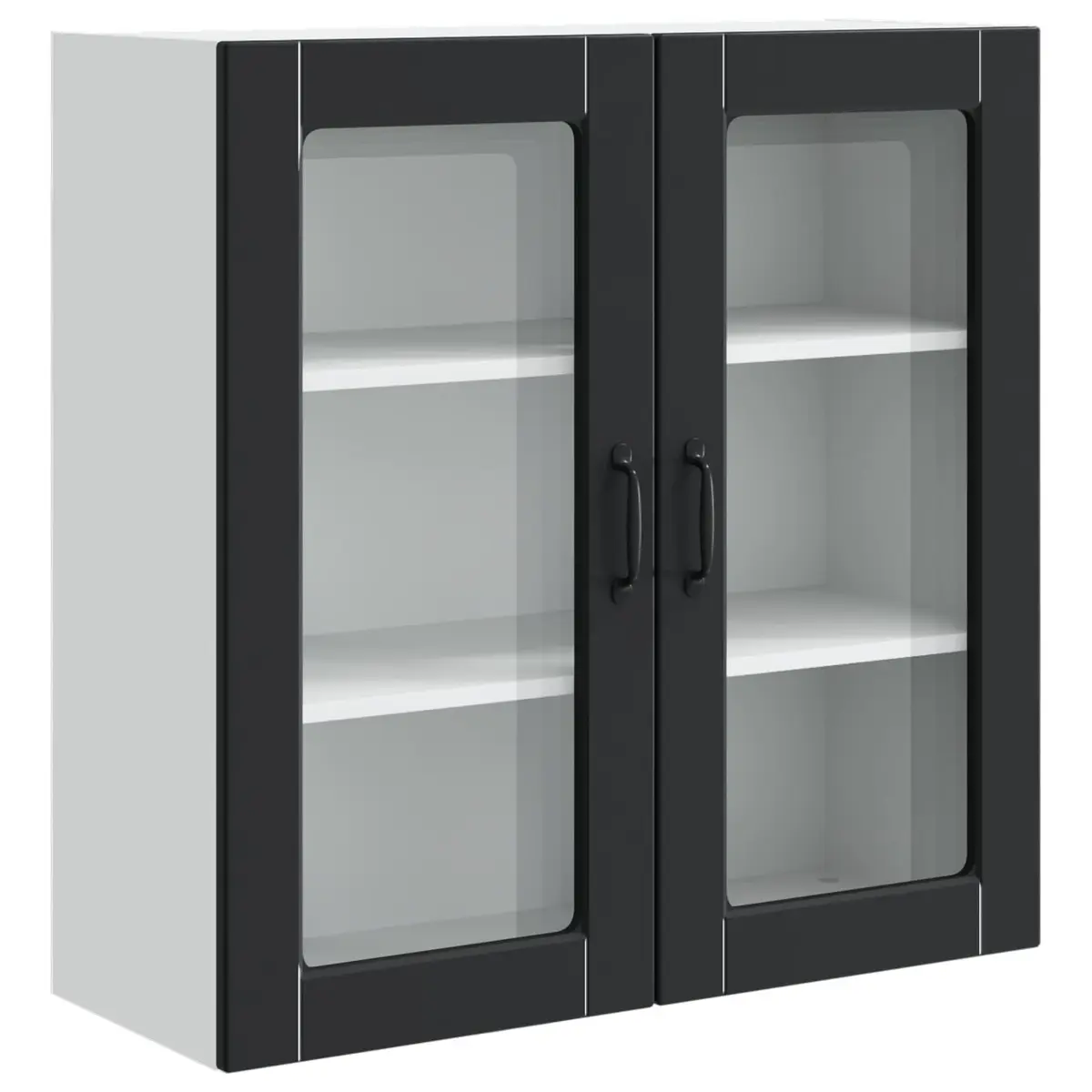 Wall Cabinet Black Engineered Wood 80x31x80cm Modern Kitchen Storage