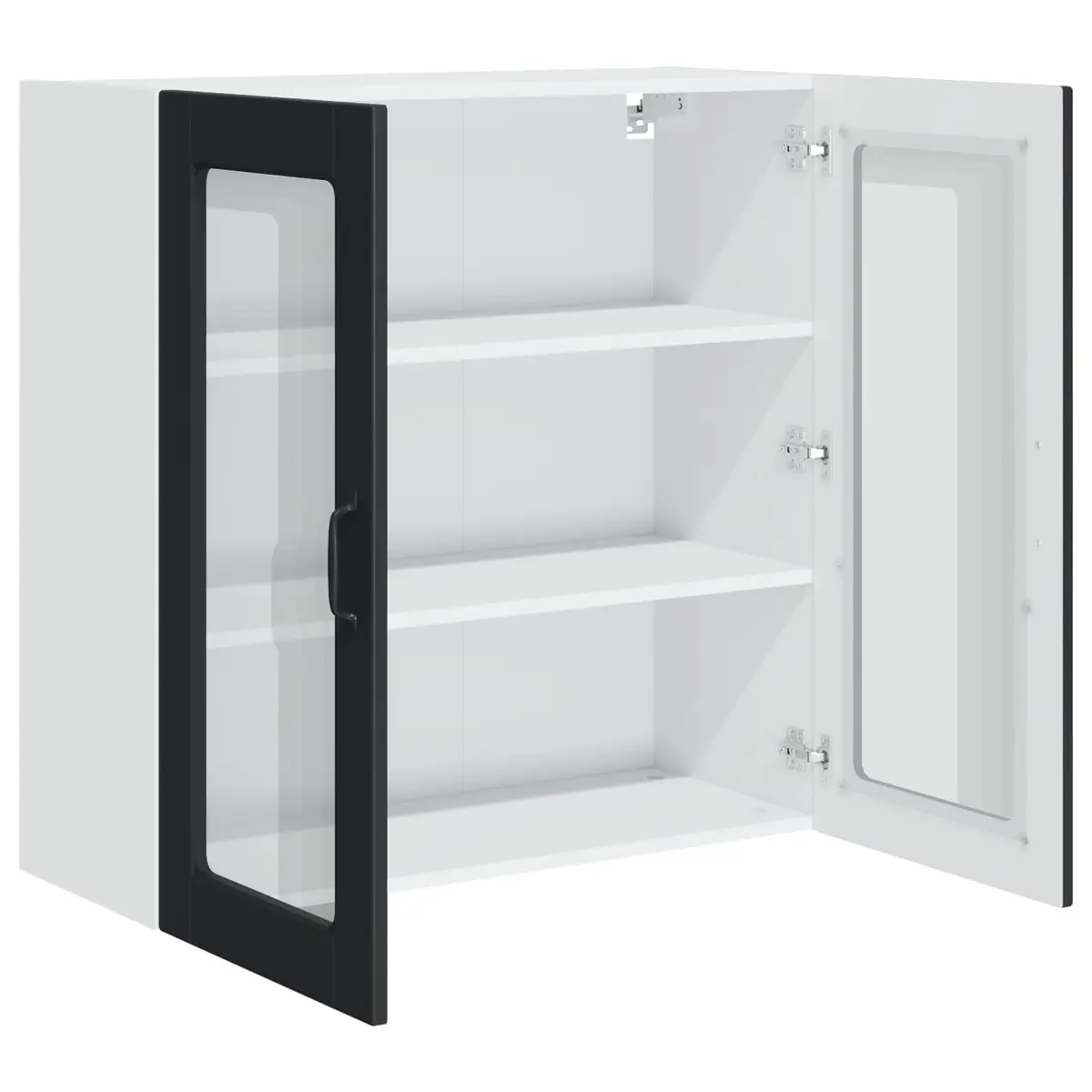 Wall Cabinet Black Engineered Wood 80x31x80cm Modern Kitchen Storage