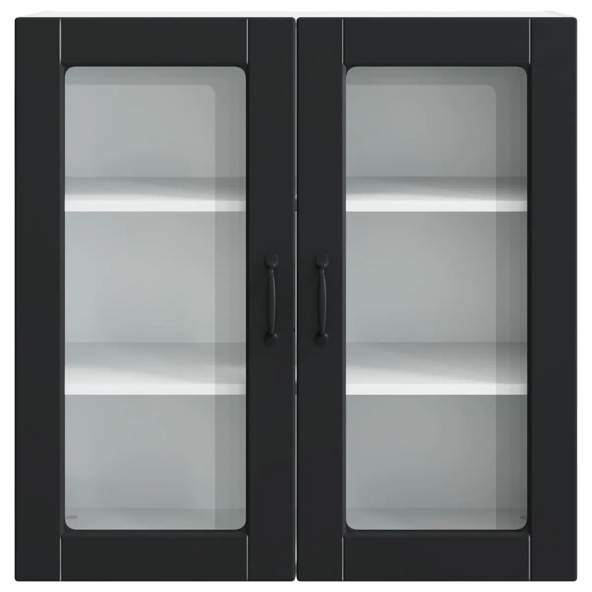 Wall Cabinet Black Engineered Wood 80x31x80cm Modern Kitchen Storage