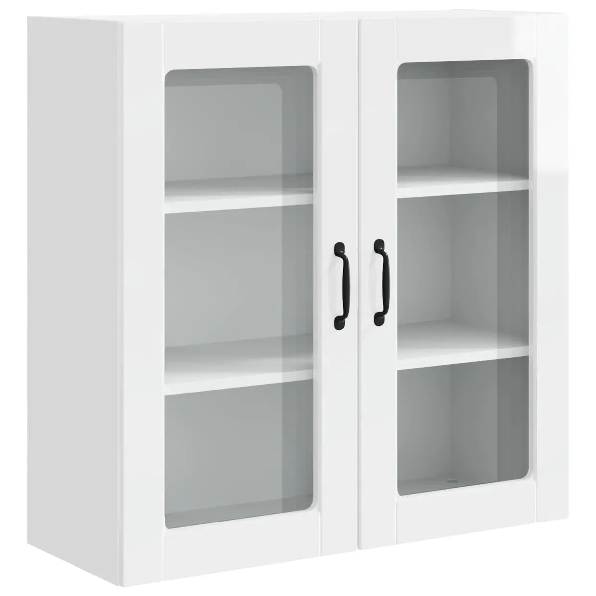 Wall Glass Cabinet High Gloss White Kitchen Storage Wall-Mounted Compartments