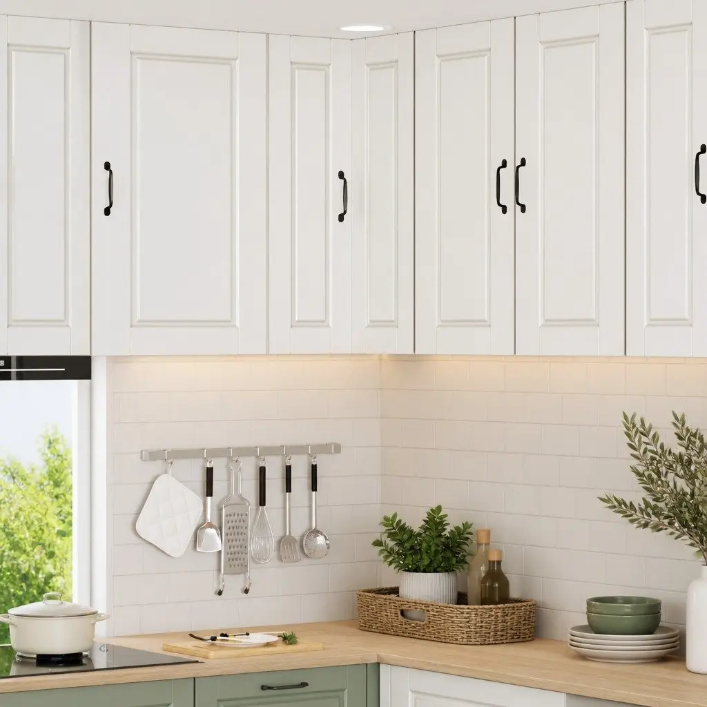 Wall Corner Kitchen Cabinet White 57x57x80cm Storage Shelves Compartments