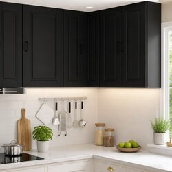 Functional Black Wall Corner Cabinet 57x57x80cm for Kitchens