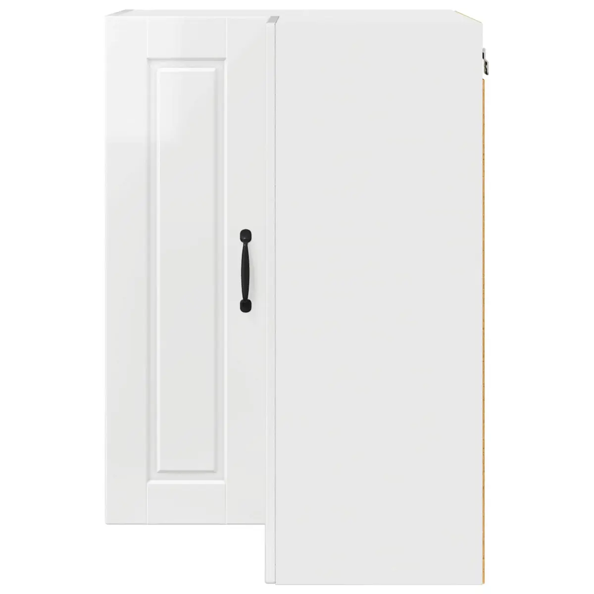 Corner Wall Cabinet Engineered Wood White 57x57x80cm High Gloss Kitchen Storage