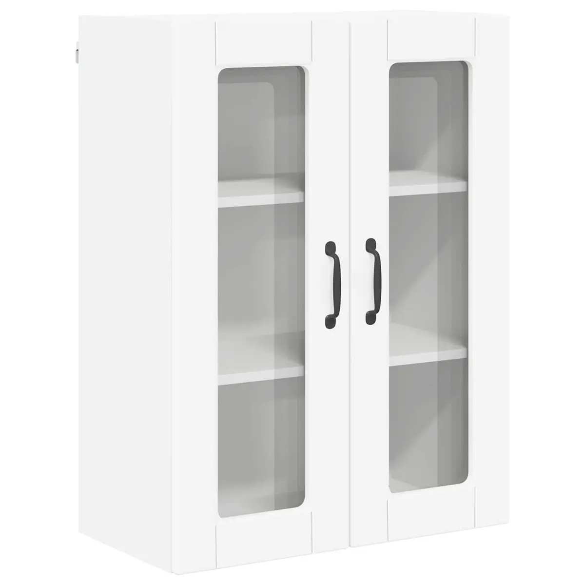 Wall Mounted Glass Kitchen Cabinet White Storage Unit 60x31x80cm Engineered Wood