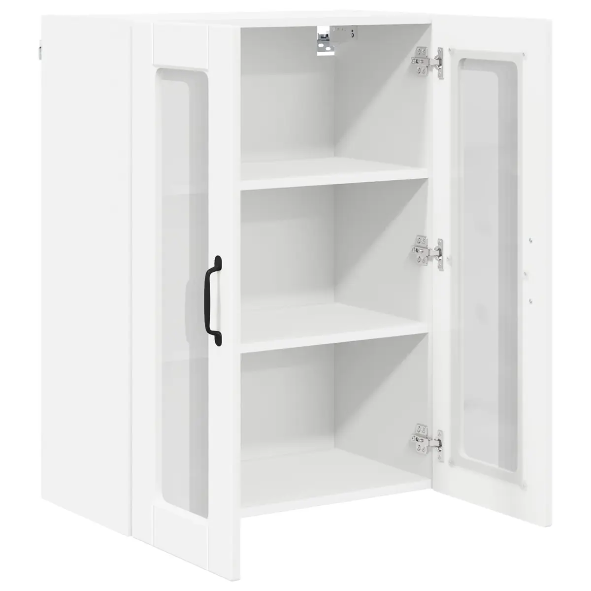 Wall Mounted Glass Kitchen Cabinet White Storage Unit 60x31x80cm Engineered Wood
