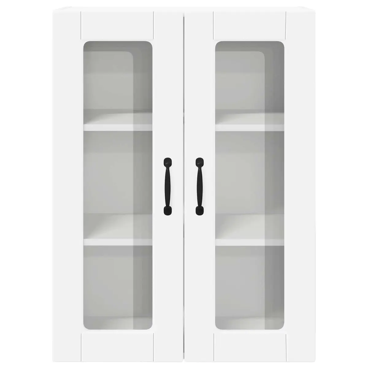 Wall Mounted Glass Kitchen Cabinet White Storage Unit 60x31x80cm Engineered Wood
