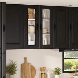 Practical Storage Solutions with Black Glass Cabinet