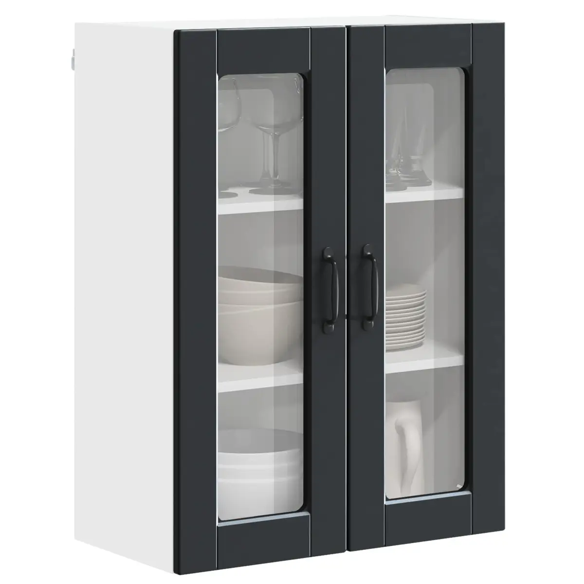 Wall Cabinet Engineered Wood Black 60x31x80cm Kitchen Storage Wall-Mounted