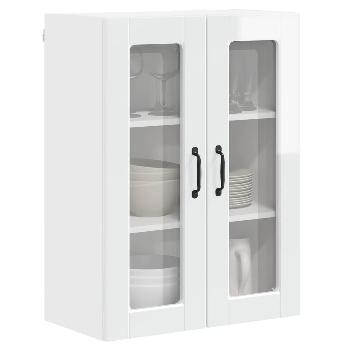 Wall Mounted Kitchen Storage Cabinet Engineered Wood High Gloss White 60x31x80cm