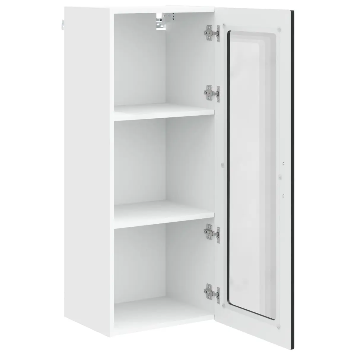 Glass Wall Cabinet Engineered Wood Black 40x31x100cm Modern Kitchen Storage