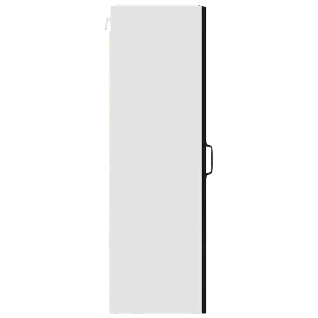 Glass Wall Cabinet Engineered Wood Black 40x31x100cm Modern Kitchen Storage