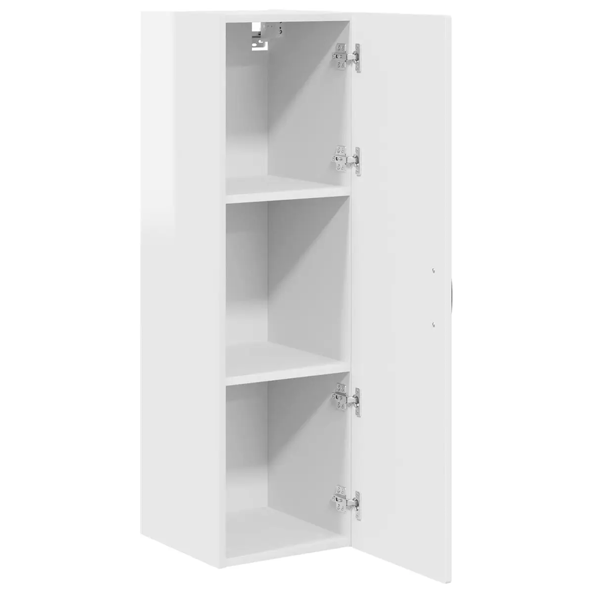 Wall Mounted Cabinet Engineered Wood High Gloss White 30x31x100cm with Multiple Shelves for Kitchen Storage