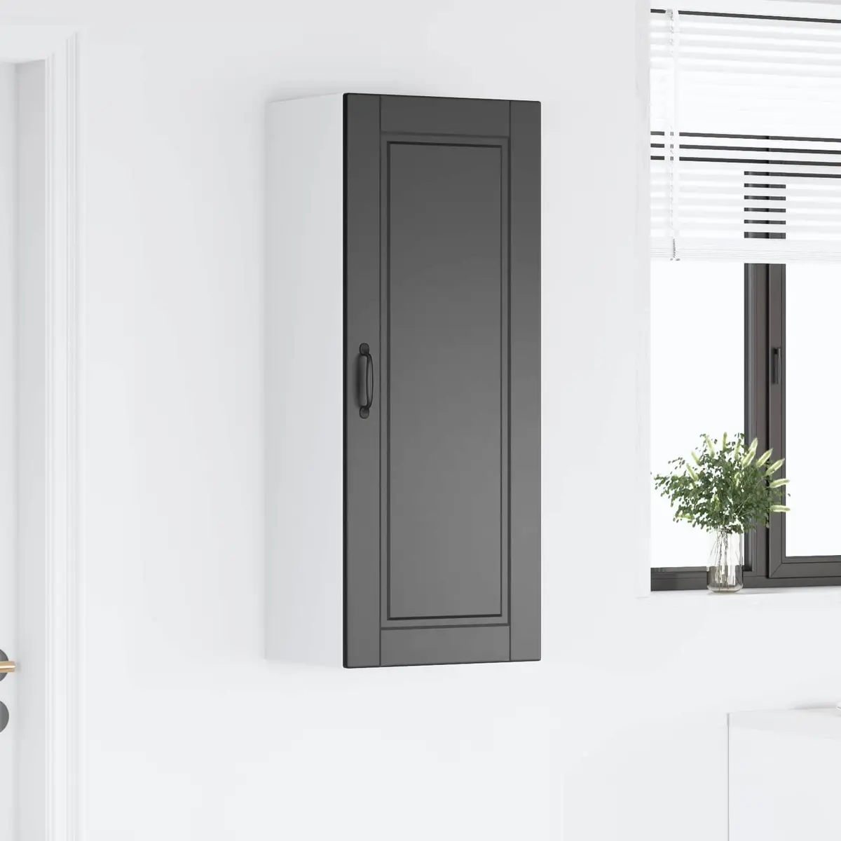 Wall Cabinet Kitchen Storage Cupboard Black 40 x 31 x 100 cm Wall Mounted