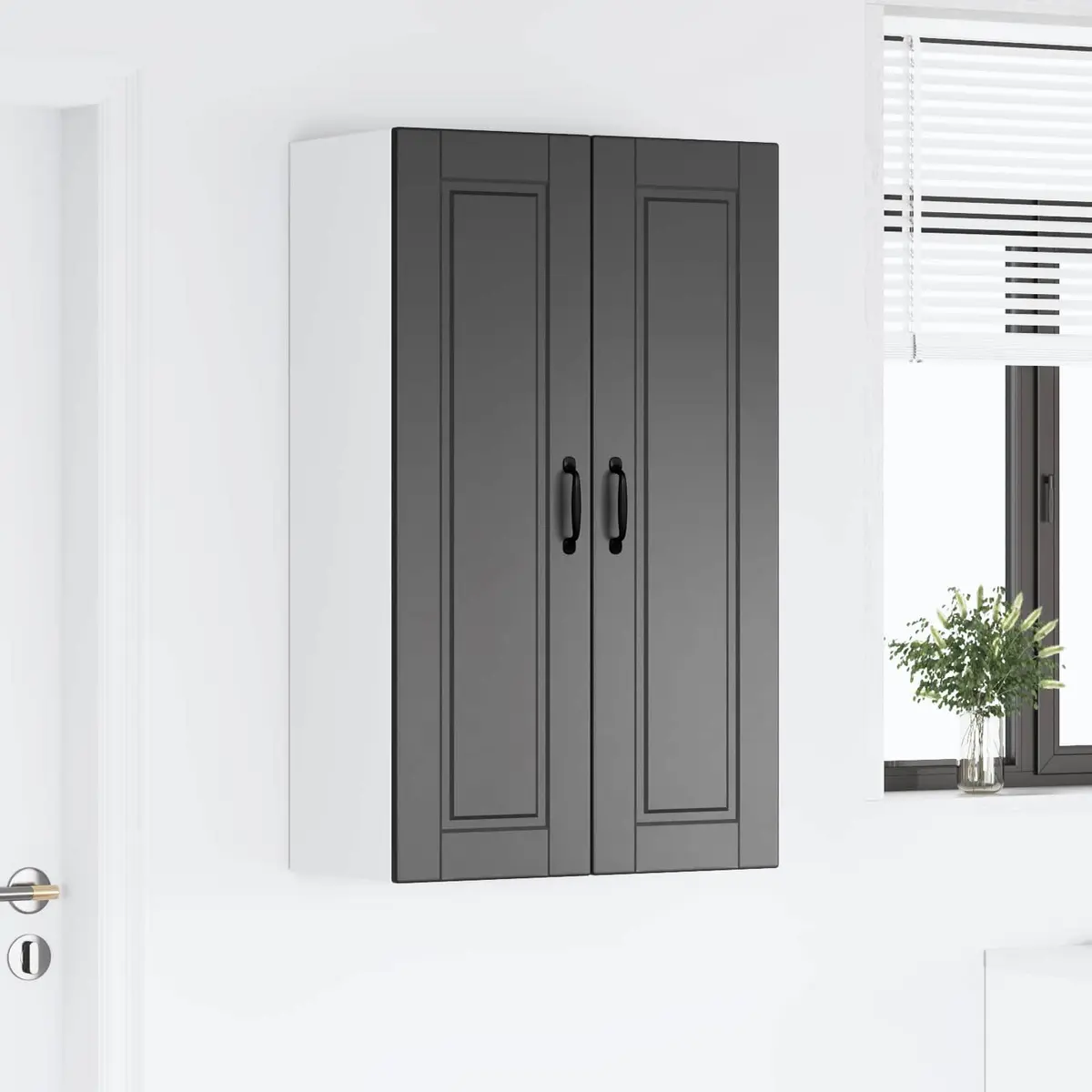 Wall Cabinet Engineered Wood 60 x 31 x 100 cm Black Wall Mounted