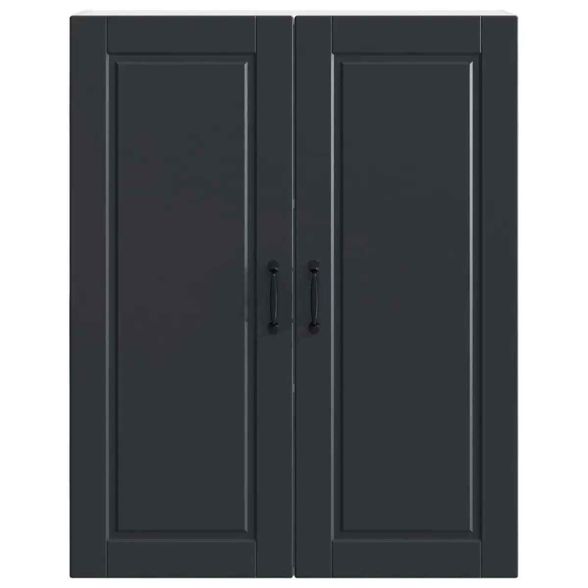 Wall Cabinet Engineered Wood Black Vertical Storage Multiple Compartments Shelves