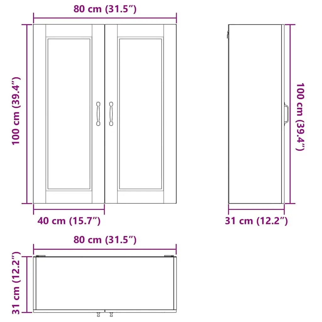 Wall Cabinet Kitchen Storage High Gloss White Engineered Wood Wall-Mounted