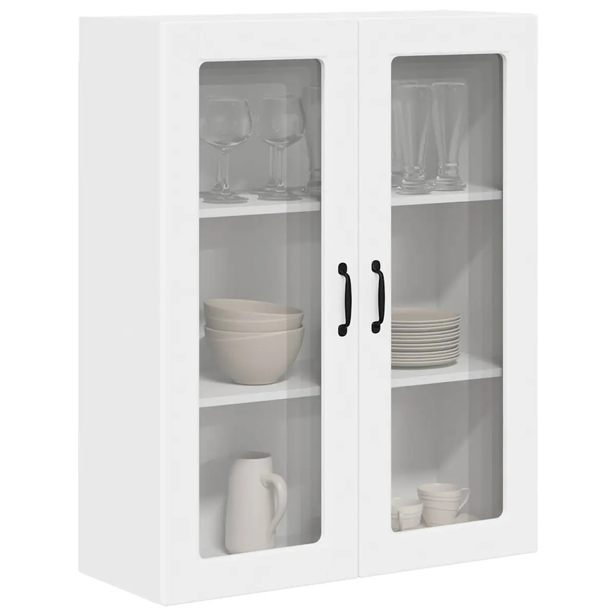 Wall Mounted Kitchen Cabinet Engineered Wood White Storage Shelves 80x31x100cm