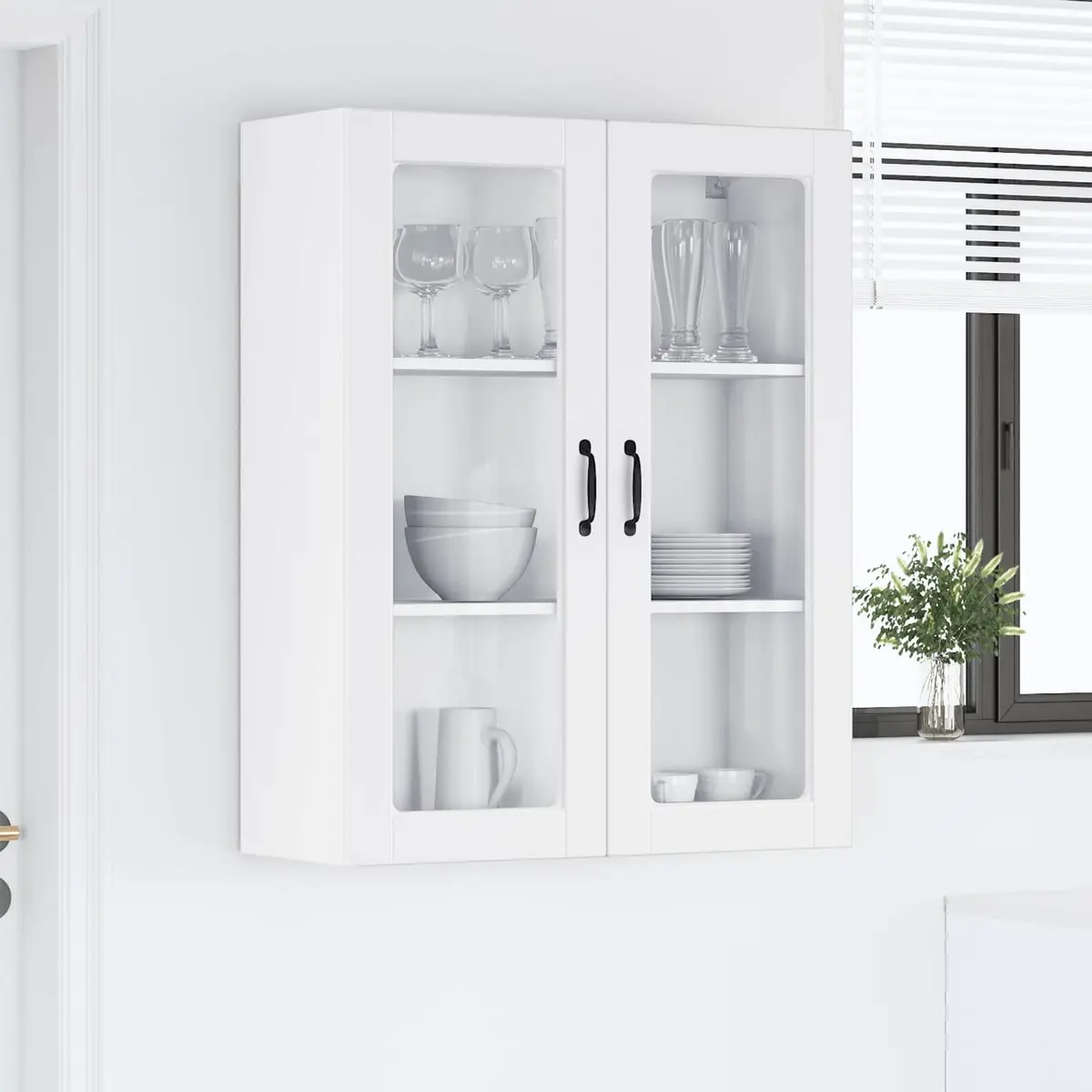 Wall Mounted Kitchen Cabinet Engineered Wood White Storage Shelves 80x31x100cm