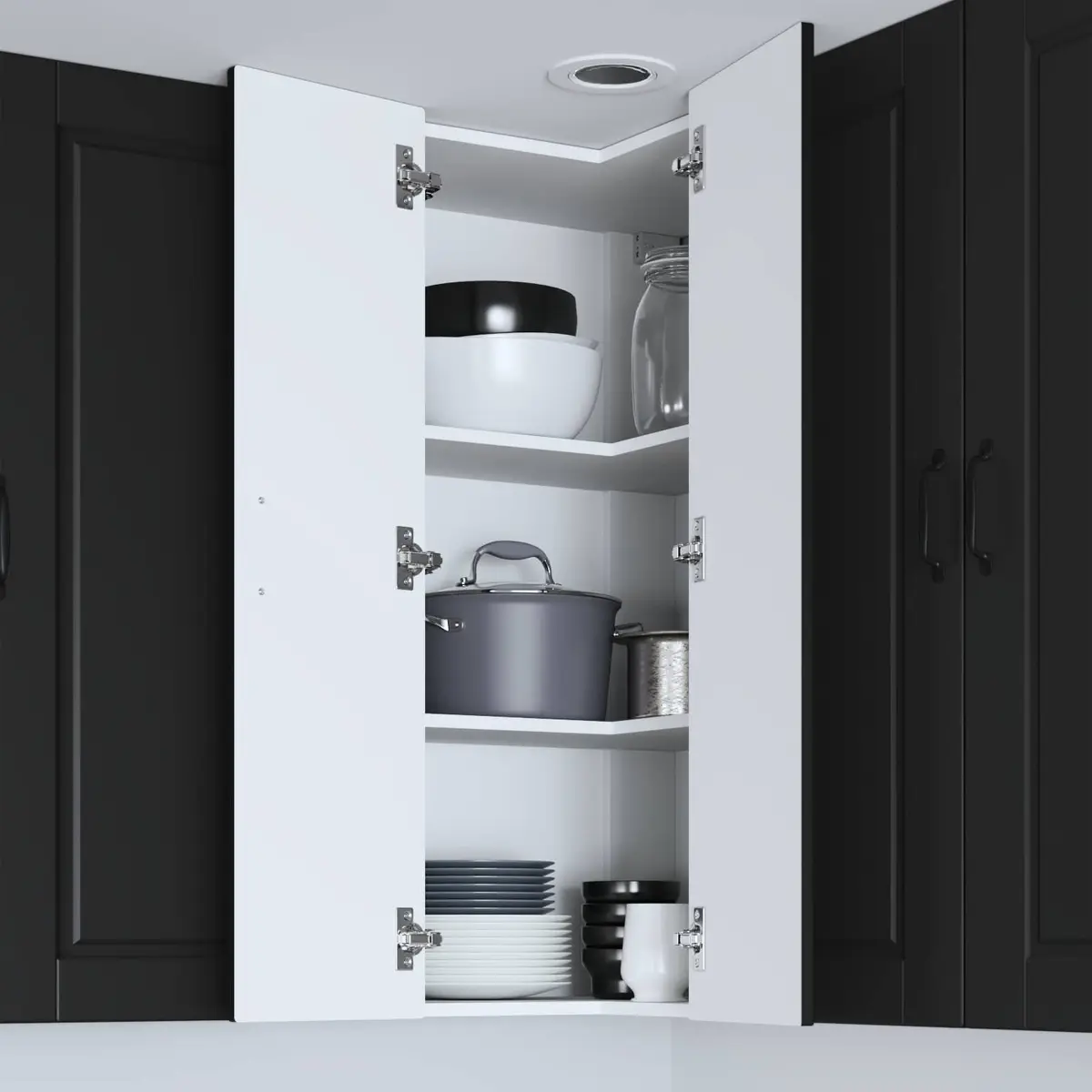 Wall Corner Kitchen Cabinet Engineered Wood 57x57x100cm Black