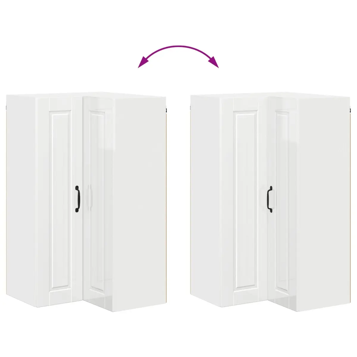 Wall Corner Kitchen Cabinet High Gloss White Modern Storage Unit Shelves