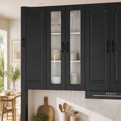 Versatile Wall-Mounted Black Kitchen Cabinet 60x31x100cm